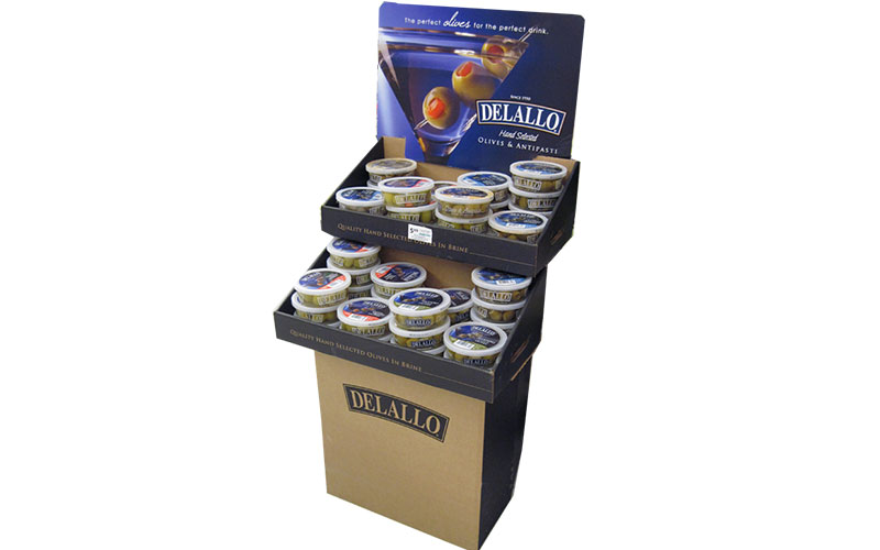 Cardboard Step Floor Display Stand For Food